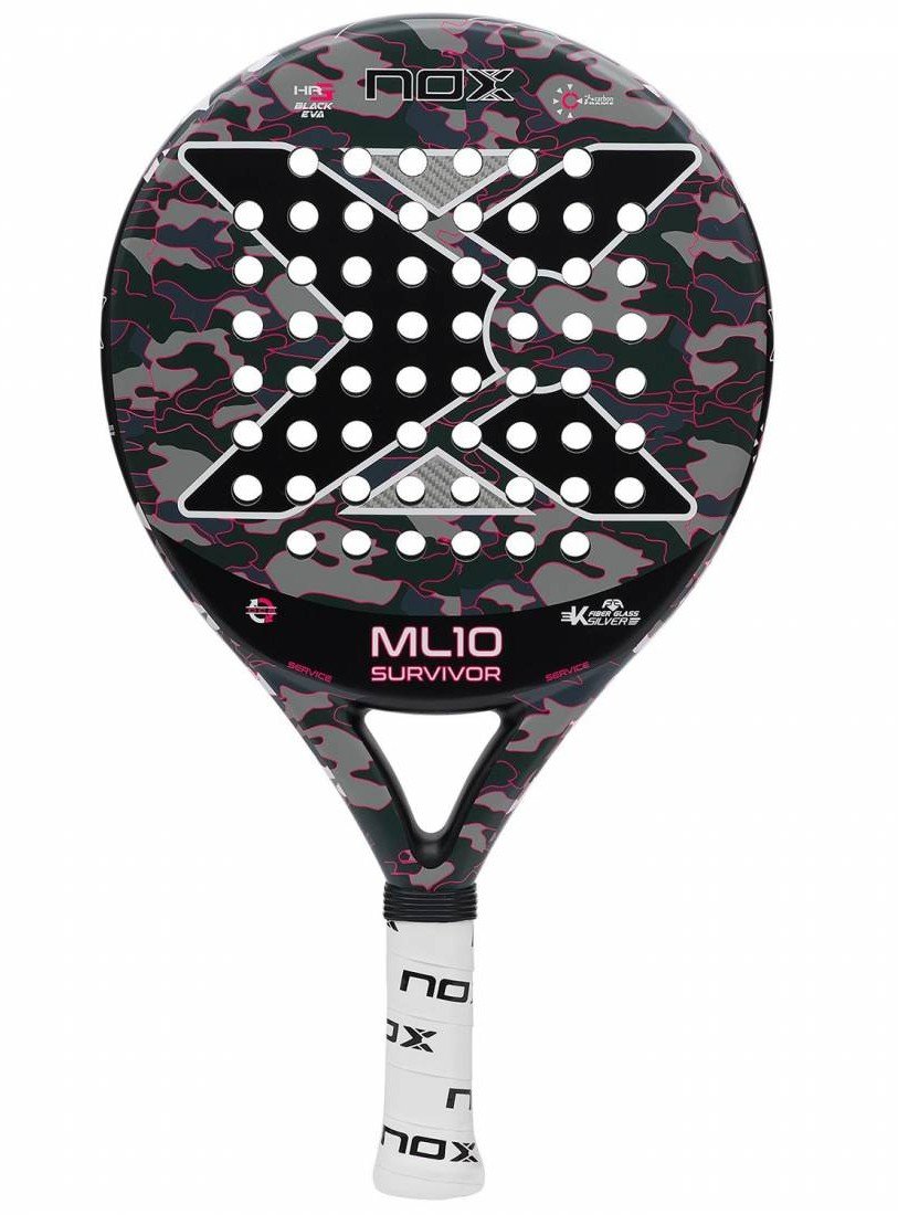 NOX ML10 Pro Cup Survivor bygger på originalmodellen men har försetts med den lite hårdare kärnan HR3 Black. Vilket ger en styvare träffbild. Dessutom har racket en snygg design med kamouflagemönster.
