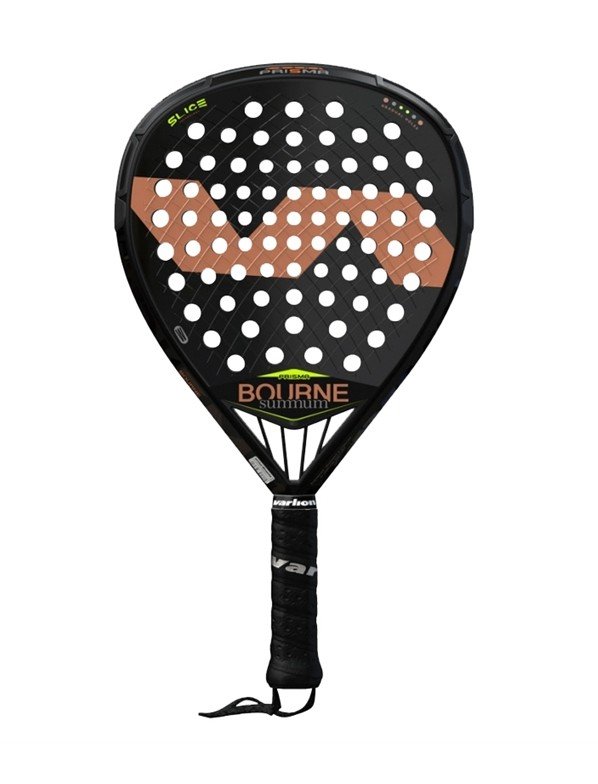 Varlion Bourne Prisma 2021 är ett padelracket med en hybridform mellan dropp och diamant. Vilket innebär kraftfulla slag i kombination med bra kontroll.