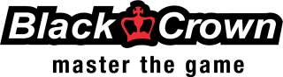 Bild på spanska padelmärket Black Crowns logo som består av texten Black Crown med en röd krona mellan orden.