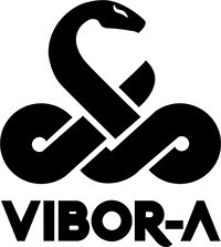 Padelmärket Vibor-A's logga. De tillverkar handgjorda padelrackets i Spanien och gör även padelkläder, padelväskor m.m.