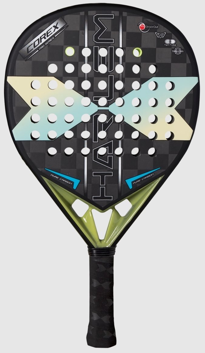 Harlem Padel Corex 18K är ett hybridformat padelracket som erbjuder både kraftfulla slag och kontroll tack vare sin form och materialval.