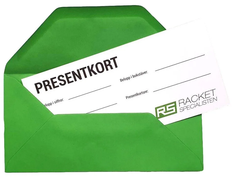 Presentkort är en optimal present till padelspelaren om du inte vet denne vill ha. Låt den välja något själv i någon padelbutik.