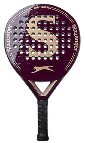 Slazenger Padel Challenge No.2 test, recension, review, omdöme - Det läcka burgundy färgade padelracket Challenge No.2 är rundformat med en stor och lätträffad sweet spot. Defensivt starkt med hög kontroll.