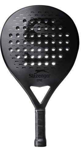 Slazenger Panther Series EPIC recension, test, review, omdöme - Detta fruktansvärt snygga helsvarta padelracket erbjuder en fantastisk kontroll tack vare materialvalen och formen på racket. Perfekt för spelaren som älskar att placera bollen med knivskarp precision.
