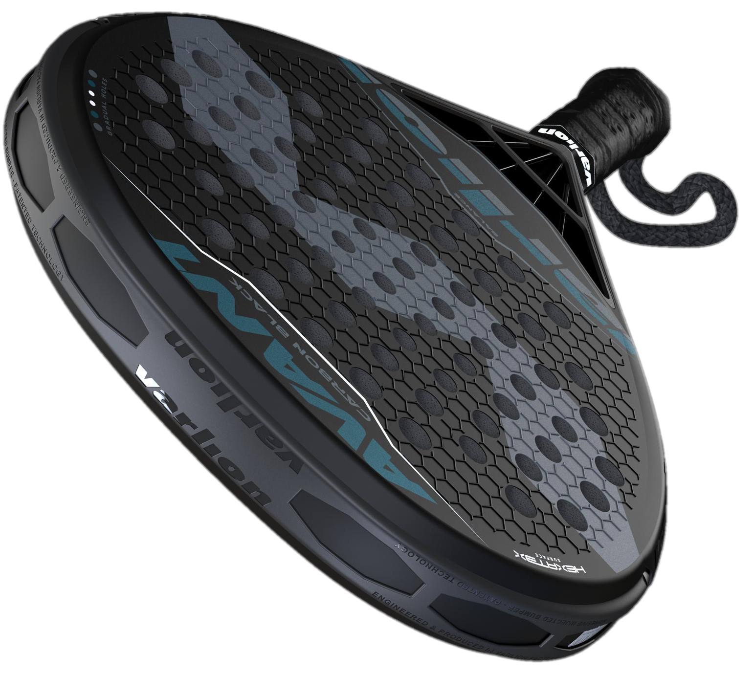 Varlion Avant Difusor Carbon Black 2022 test, recension och guide. Detta droppformade padelracket har en ruggad yta som hjälper till att generera skruv i slag som bandejas och bajadas.
