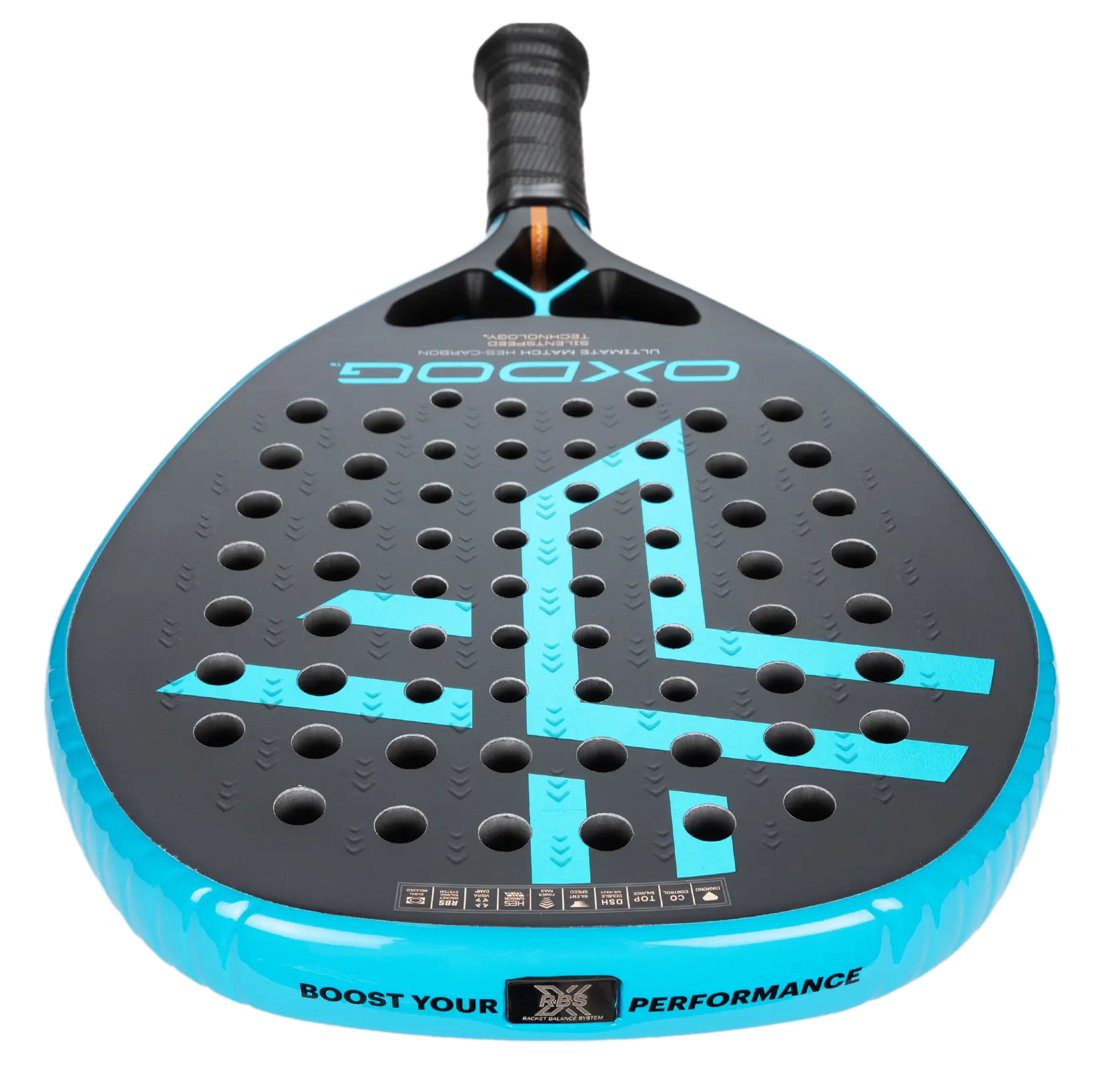 Oxdog Ultimate Match 2023 padelracket med sin ruggade yta. Ett offensivt präglat padelracket.