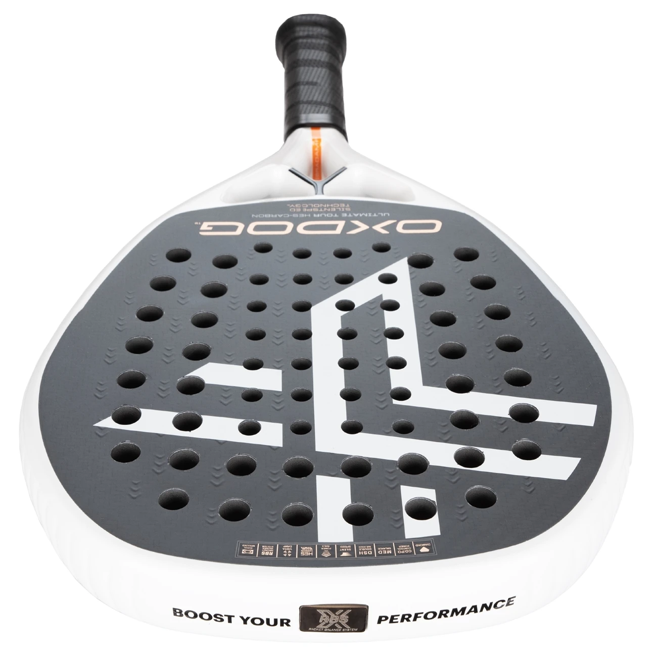 Träffytan på padelracket Oxdog Ultimate Tour 2023 från vårt test.