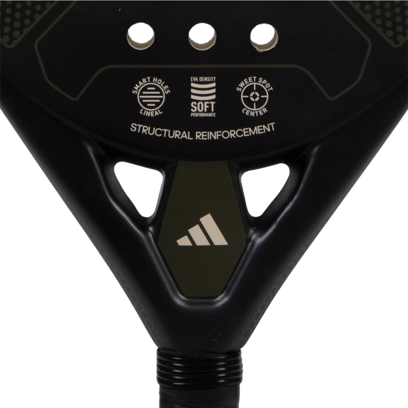 Adidas RX3000 Greenpadel 2023 närbild visar teknologierna i padelracket.
