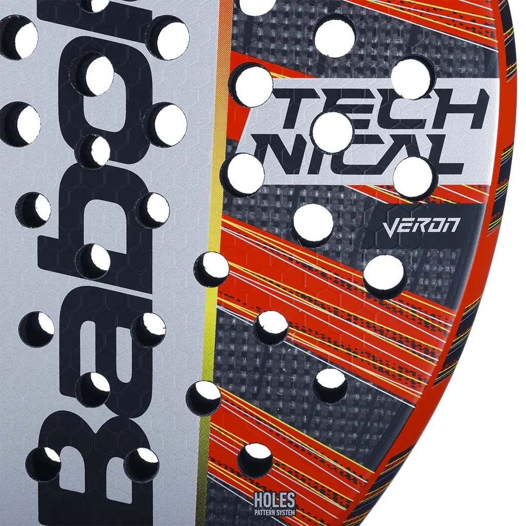 Närbild på Babolat Veron Technical 2023. Ett padelracket för fart.