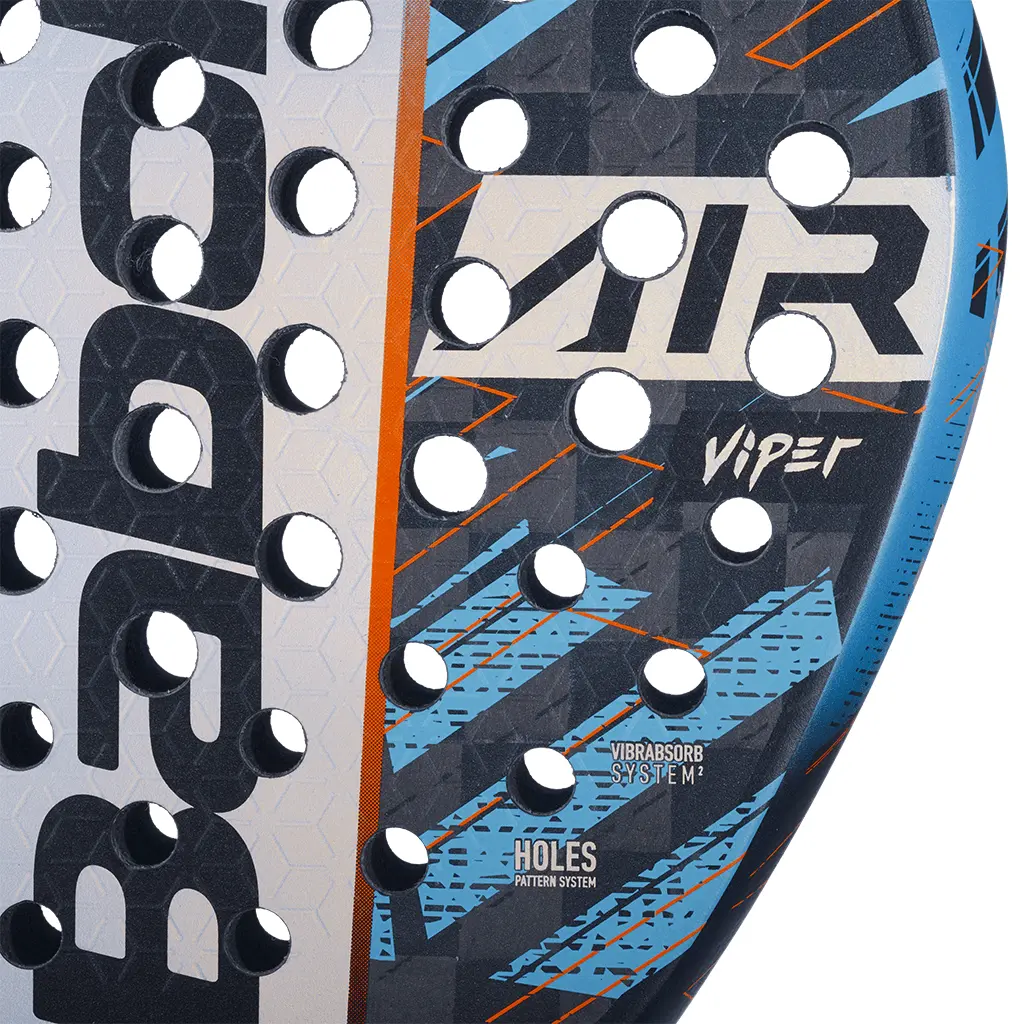 Närbild på padelracket Babolat Viper Air 2023, en mångsidig och populär modell.