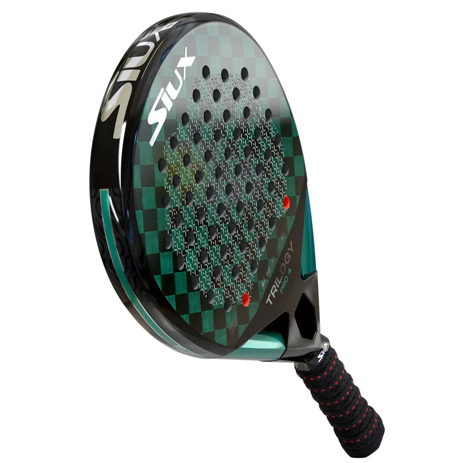 Siux Trilogy 4 Control Pro 2024 ovanfrån, här ser man tydligt den räfflade ytan som hjälper till att generera mer skruv på bollarna.