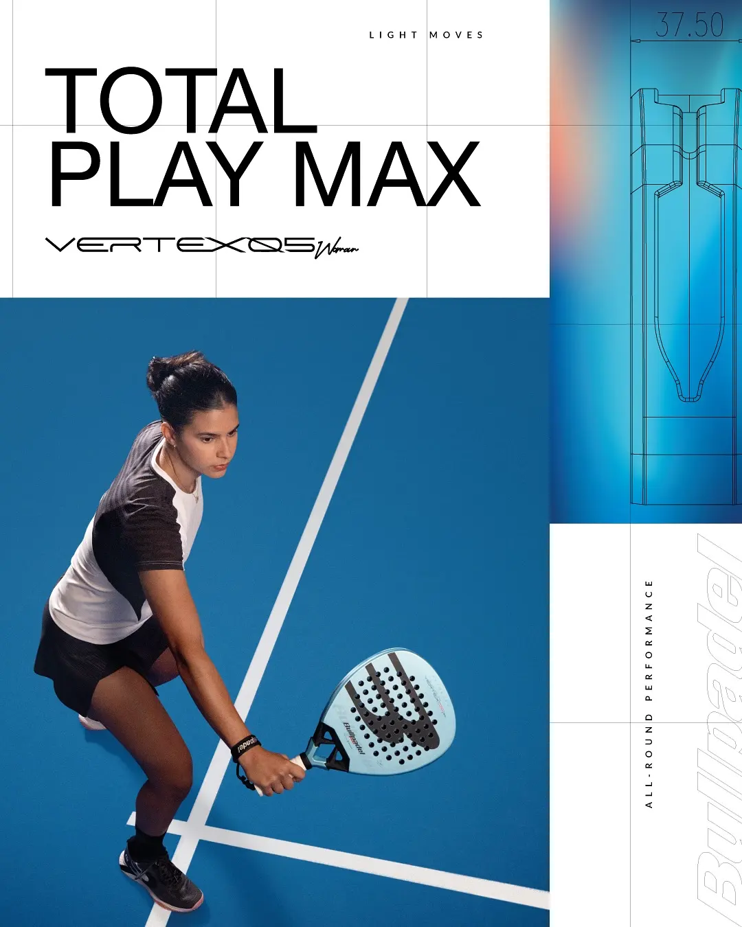 Delfi Brea med sitt racket för 2026 som heter Bullpadel Vertex 05 W. En offensiv modell med lite lägre vikt.