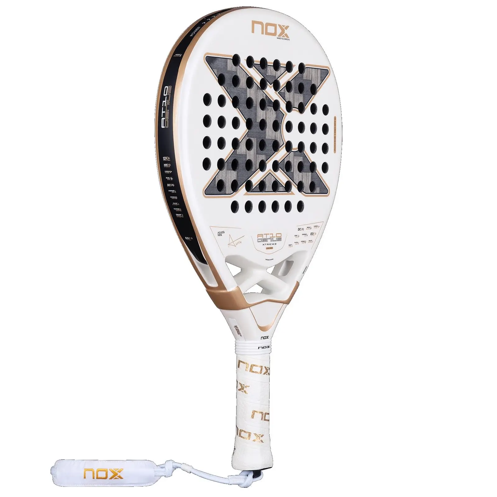 Nox AT10 Luxury Genius 12K Alum Xtreme 2026 från sidan. Ett av de bästa padelracken för medelspelare enligt oss.