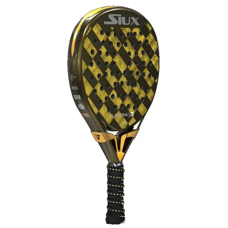 Siux Electra ST4 Stupa Pro har en sträv yta och är ett padelracket med skruv.